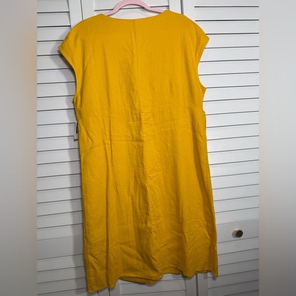 NWT Old Navy Yellow Button-Front V Neck Linen Blend Midi Dress Size L - Picture 8 of 8